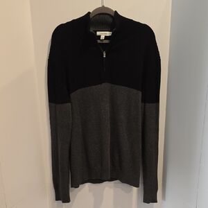 Calvin Klein Men’s Black and Gray Zip Mock-Neck Sweater